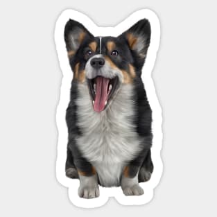 Drawing Dog Welsh Corgi black Sticker